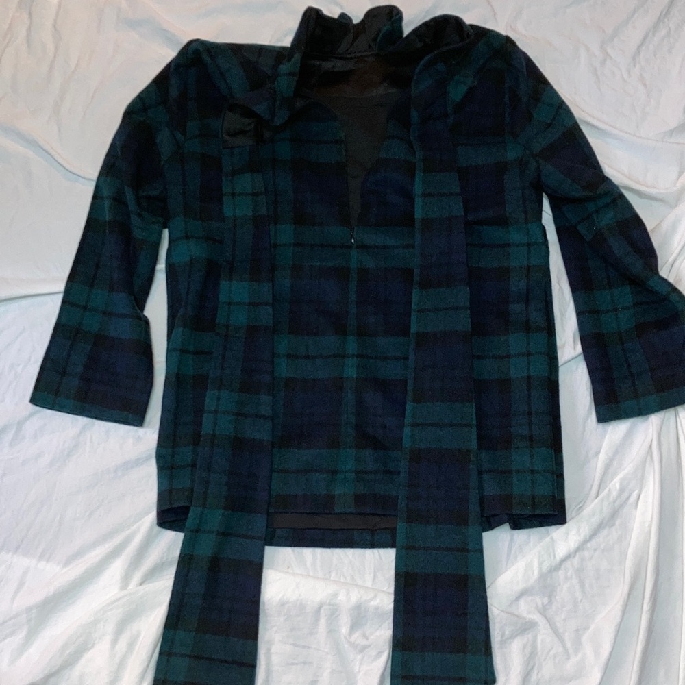 Tuckernuck Plaid Blouse in Black and Green